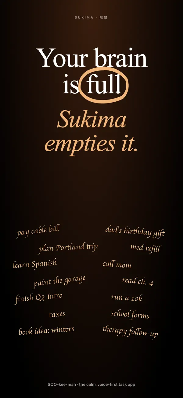 How to brain dump using the Sukima app, from capture to organized plan