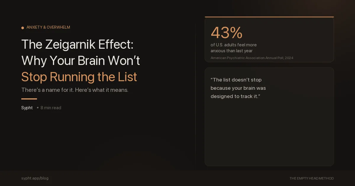 The Zeigarnik Effect: Why Your Brain Won't Stop Running the List